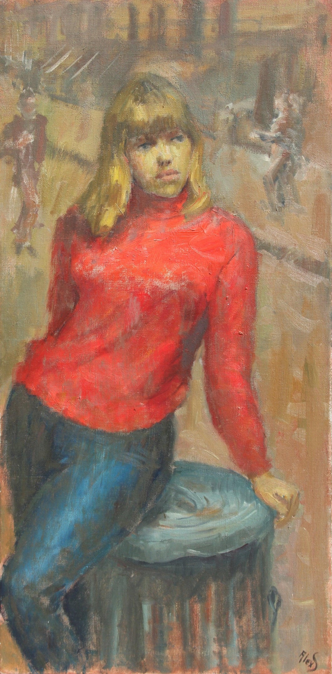 Portrait of Young Woman Oil | Alex Schloss,{{product.type}}