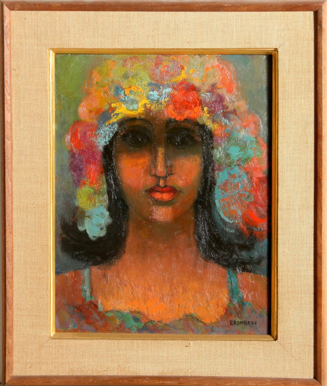 Portrait with Flower Hat Oil | Miriam Bromberg,{{product.type}}