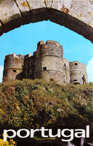 Portugal - Castle with Sheep Farmer Poster | Travel Poster,{{product.type}}