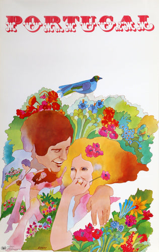Portugal - Couple in Flowers Poster | Travel Poster,{{product.type}}