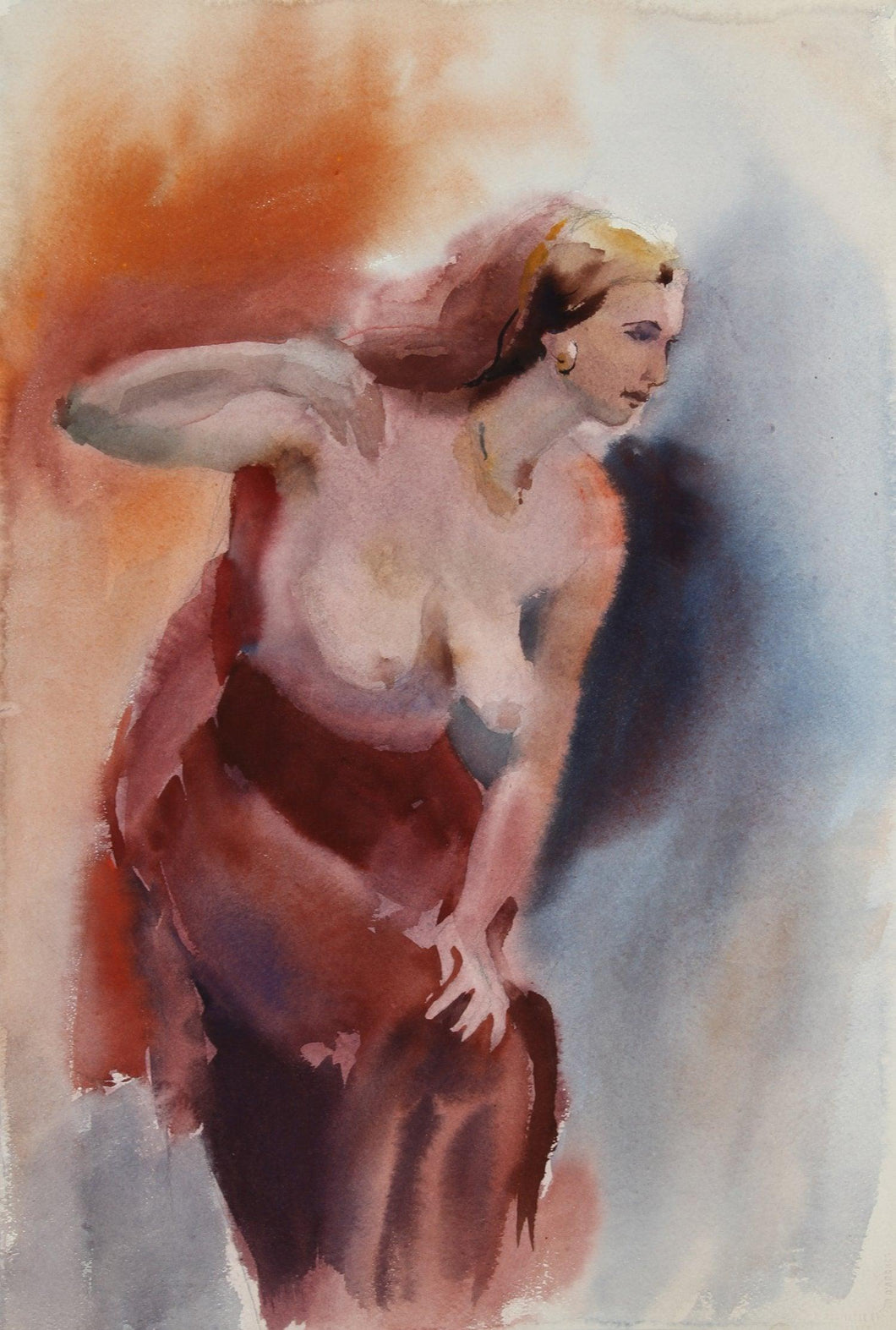 Posing Nude (62) Watercolor | Eve Nethercott,{{product.type}}