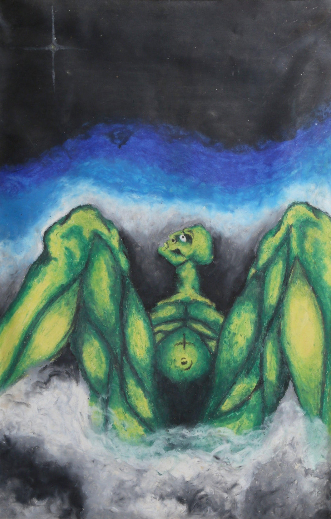 Pregnant Muscular Green Alien Pastel | Jon Robyn,{{product.type}}