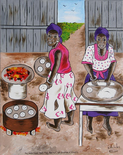 Preparation and the Baking of Journey Cakes Acrylic | Isiah Nicholas,{{product.type}}