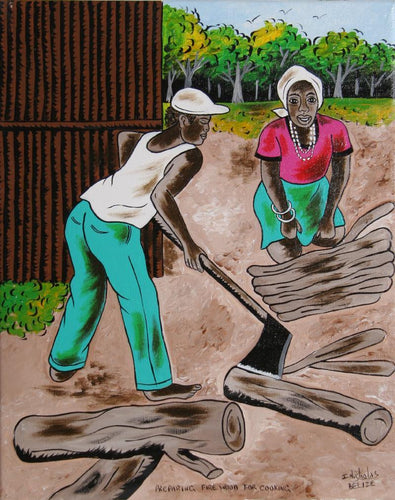 Preparing Firewood for Cooking Acrylic | Isiah Nicholas,{{product.type}}