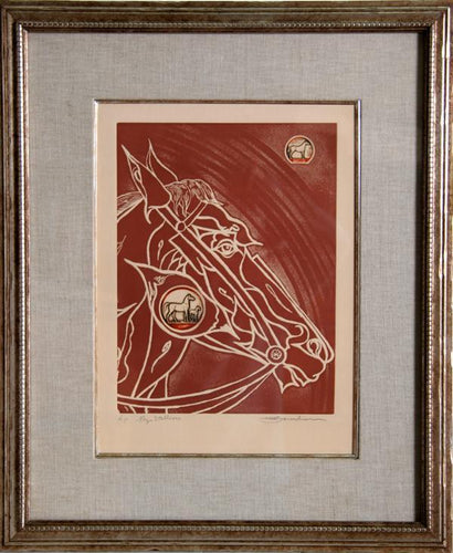 Prize Stallions Woodcut | Martin Barooshian,{{product.type}}
