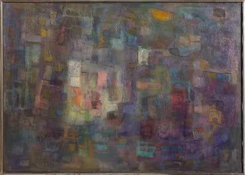 Purple Geometric Abstract Oil | Miriam Bromberg,{{product.type}}