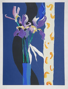 Purple Orchids in Blue Vase Lithograph | Donald Fraser,{{product.type}}
