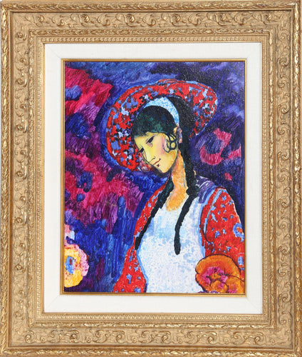 Purple Portrait of Woman Oil | Donald Roy Purdy,{{product.type}}