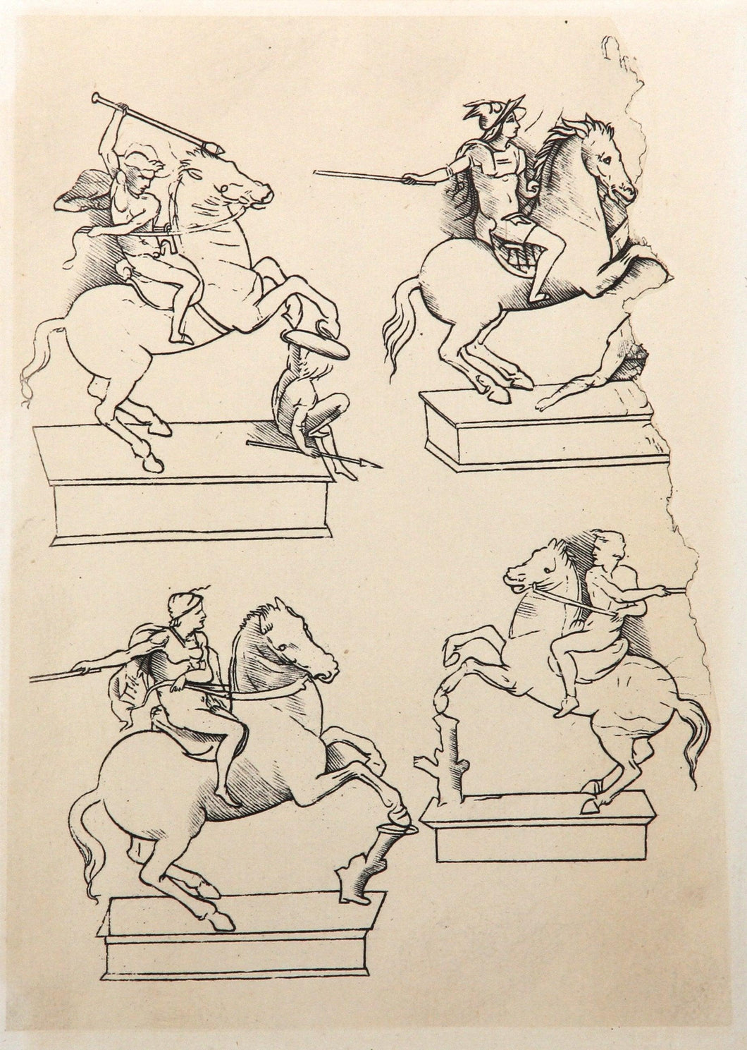 Quatre Etudes pour une Figure Equestre Etching | Leonardo da Vinci,{{product.type}}