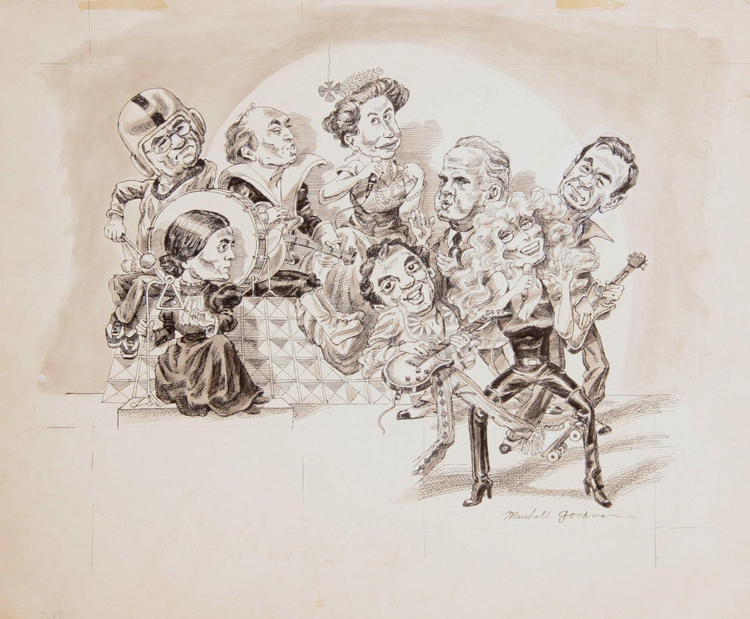 Queen of England Caricature Rock Band (403) Watercolor | Marshall Goodman,{{product.type}}