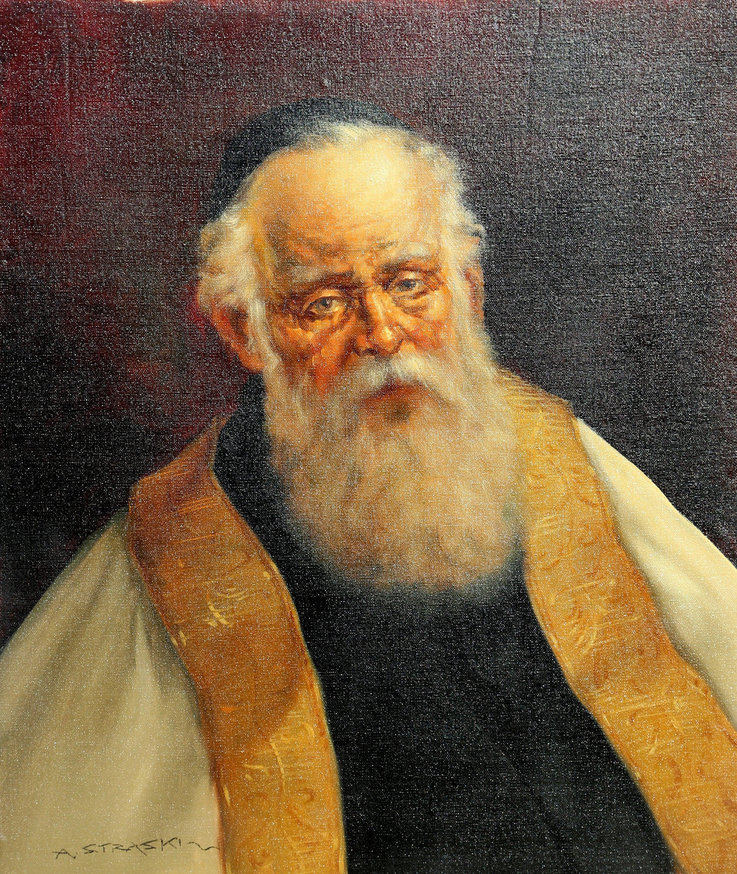 Rabbi in Gold Robe II Oil | Abraham Straski,{{product.type}}