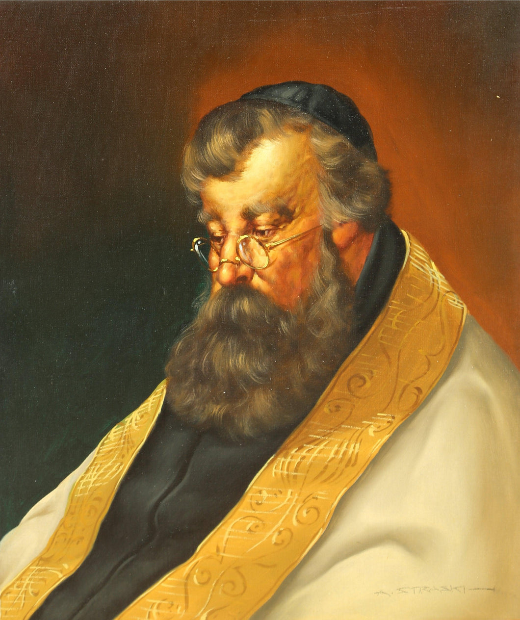 Rabbi in Gold Robe V Oil | Abraham Straski,{{product.type}}