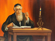 Rabbi Reading by Candlelight (10) Oil | Abraham Straski,{{product.type}}