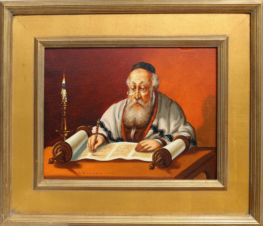 Rabbi Reading by Candlelight (14-F) Oil | Abraham Straski,{{product.type}}