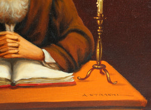 Rabbi Reading by Candlelight (19) Oil | Abraham Straski,{{product.type}}