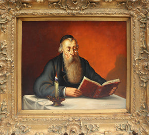 Rabbi Reading by Candlelight (9-F) Oil | Abraham Straski,{{product.type}}