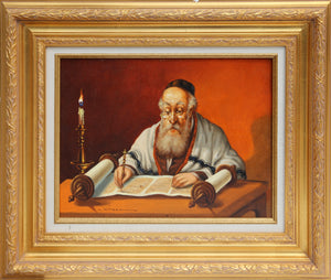 Rabbi Reading Torah (9-F) Oil | Abraham Straski,{{product.type}}