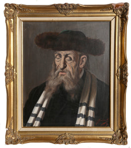 Rabbi with a Fur Hat Oil | Jeno Gussich,{{product.type}}