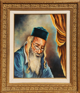 Rabbi with Glasses in Blue Oil | El Gozlan,{{product.type}}