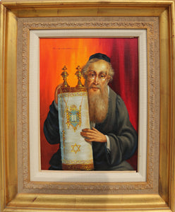 Rabbi with Torah (15-F) Oil | Abraham Straski,{{product.type}}