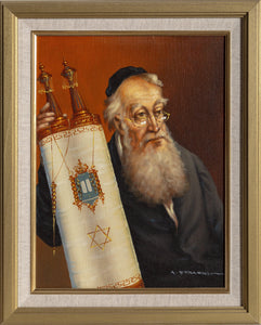 Rabbi with Torah (15) Oil | Abraham Straski,{{product.type}}