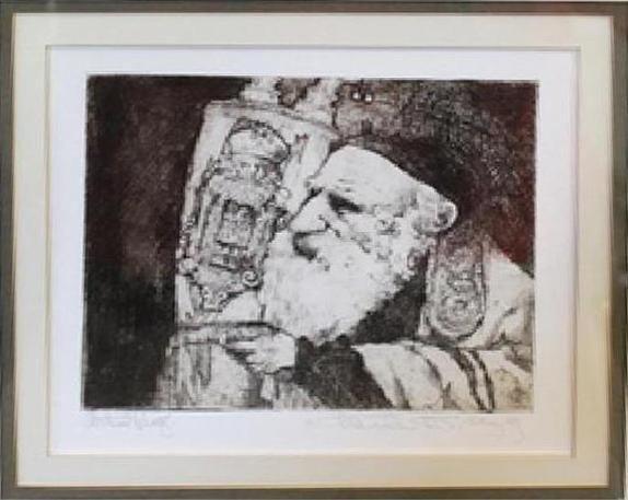 Rabbi with Torah Etching | Charles Bragg,{{product.type}}