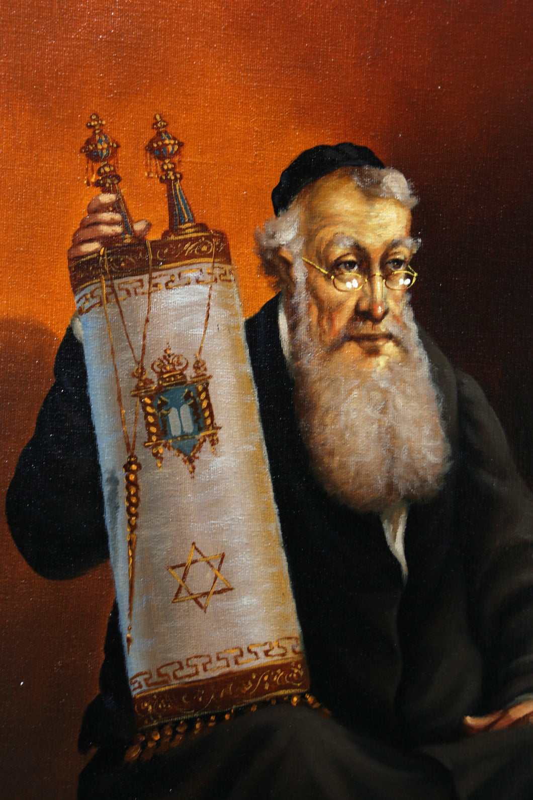 Rabbi with Torah (F) Oil | Abraham Straski,{{product.type}}