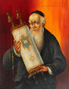 Rabbi with Torah (L) Oil | Abraham Straski,{{product.type}}