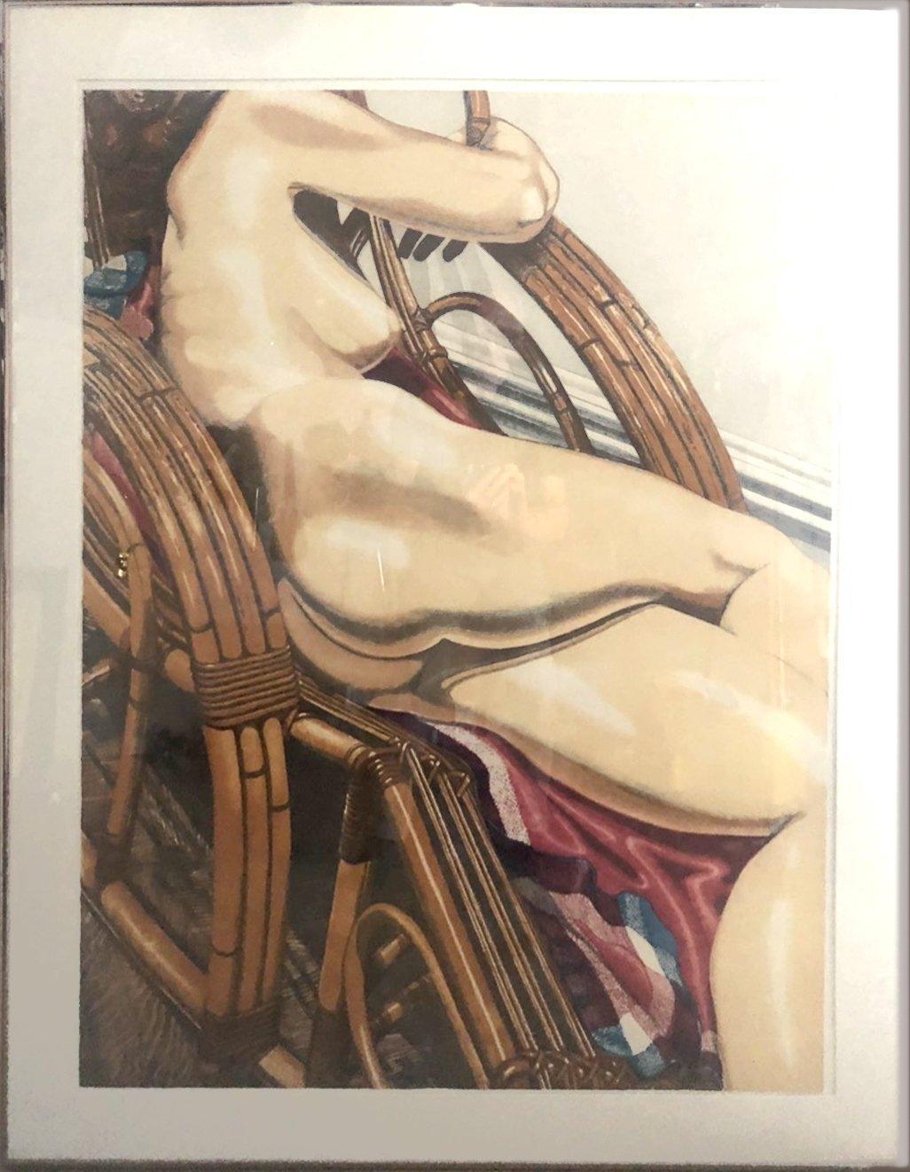 Reclining Nude on Bamboo Chair Aquatint | Philip Pearlstein,{{product.type}}