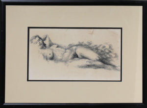 Reclining Nude Woman Pencil | Unknown Artist,{{product.type}}