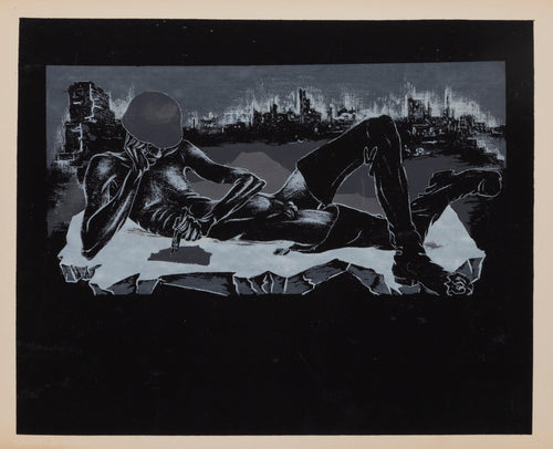 Reclining Soldier Screenprint | Unknown Artist,{{product.type}}