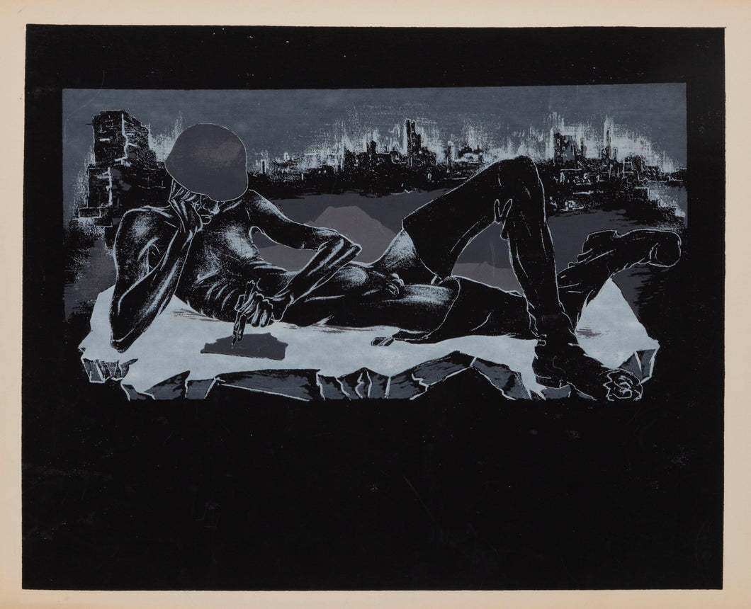 Reclining Soldier Screenprint | Unknown Artist,{{product.type}}
