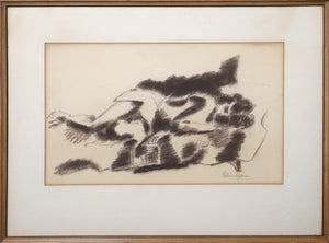 Reclining Woman on Plaid Couch Pencil | Chaim Gross,{{product.type}}