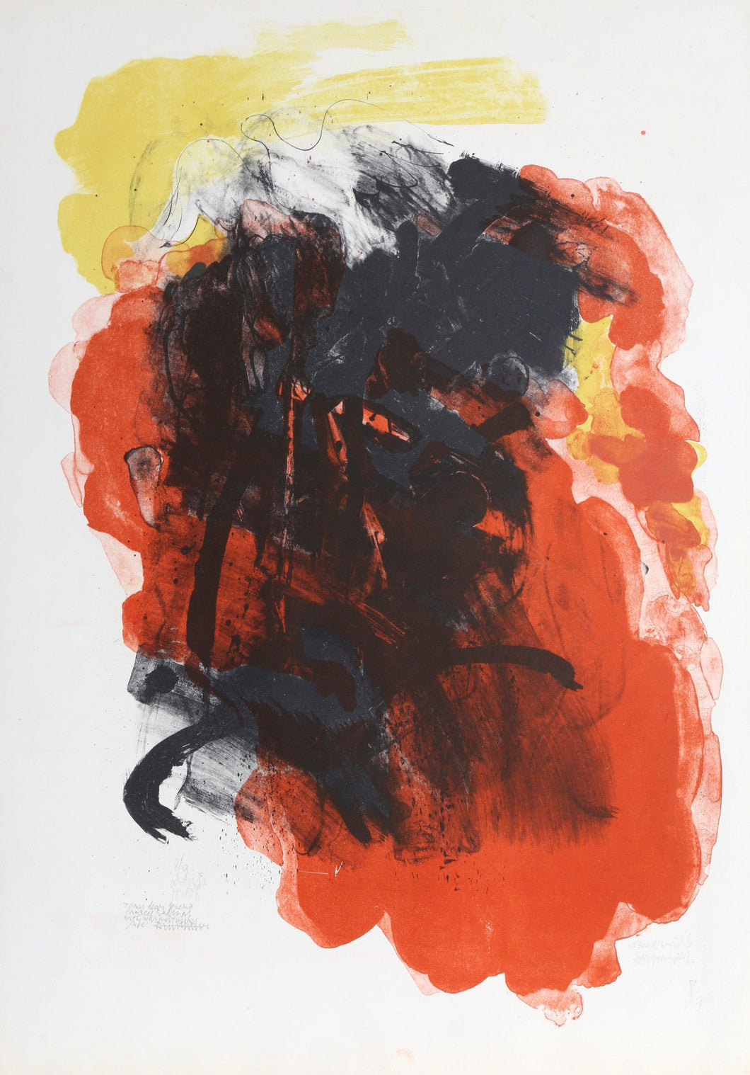 Red Abstract Lithograph | Abraham Rattner,{{product.type}}