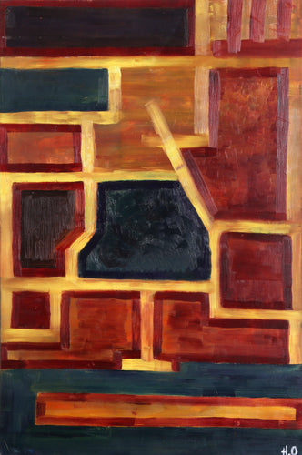 Red and Yellow Abstract Oil | Unknown Artist,{{product.type}}