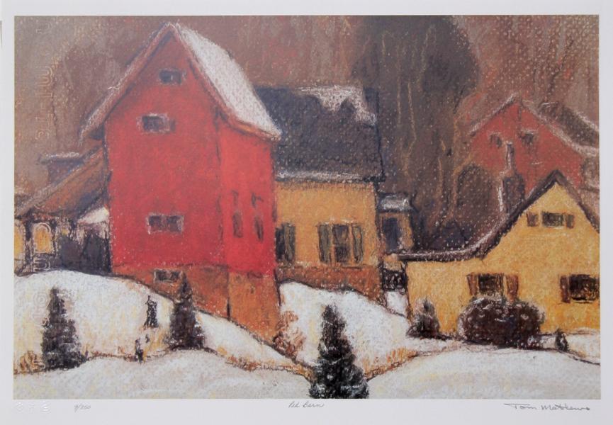 Red Barn Lithograph | Tom Mathews,{{product.type}}