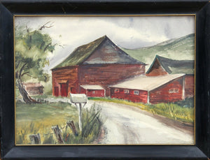Red Barn Watercolor | Eve Nethercott,{{product.type}}