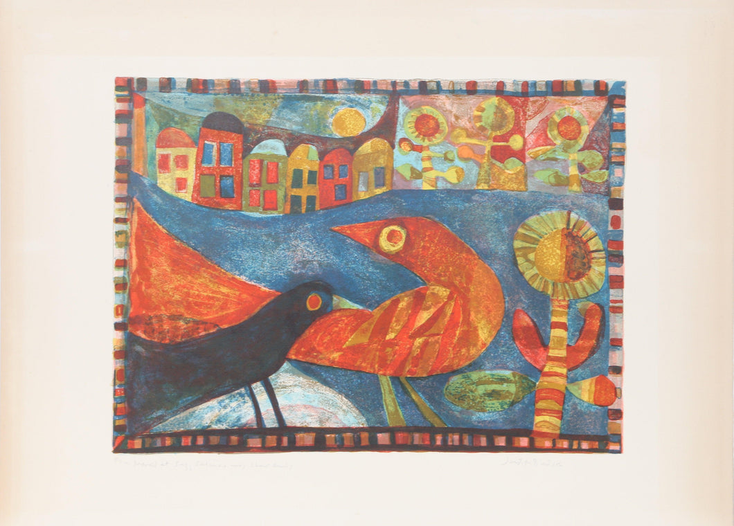 Red Bird and Crow Lithograph | Judith Bledsoe,{{product.type}}