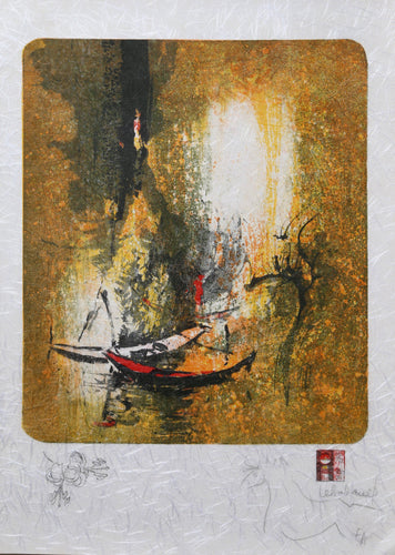 Red Boats on Orange Lithograph | Lebadang (aka Hoi),{{product.type}}
