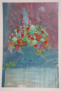 Red Bouquet Lithograph | Unknown Artist,{{product.type}}
