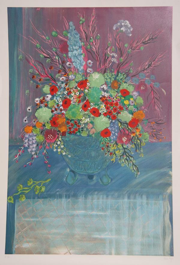 Red Bouquet Lithograph | Unknown Artist,{{product.type}}