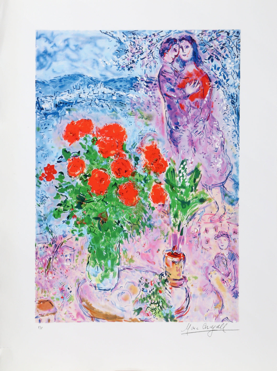 Red Bouquet with Lovers Digital | Marc Chagall,{{product.type}}