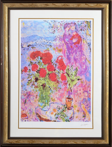 Red Bouquet with Lovers Poster | Marc Chagall,{{product.type}}