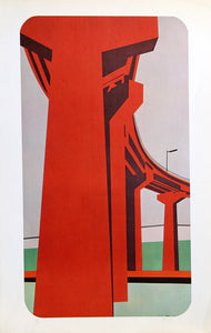 Red Bridge Screenprint | Unknown Artist,{{product.type}}