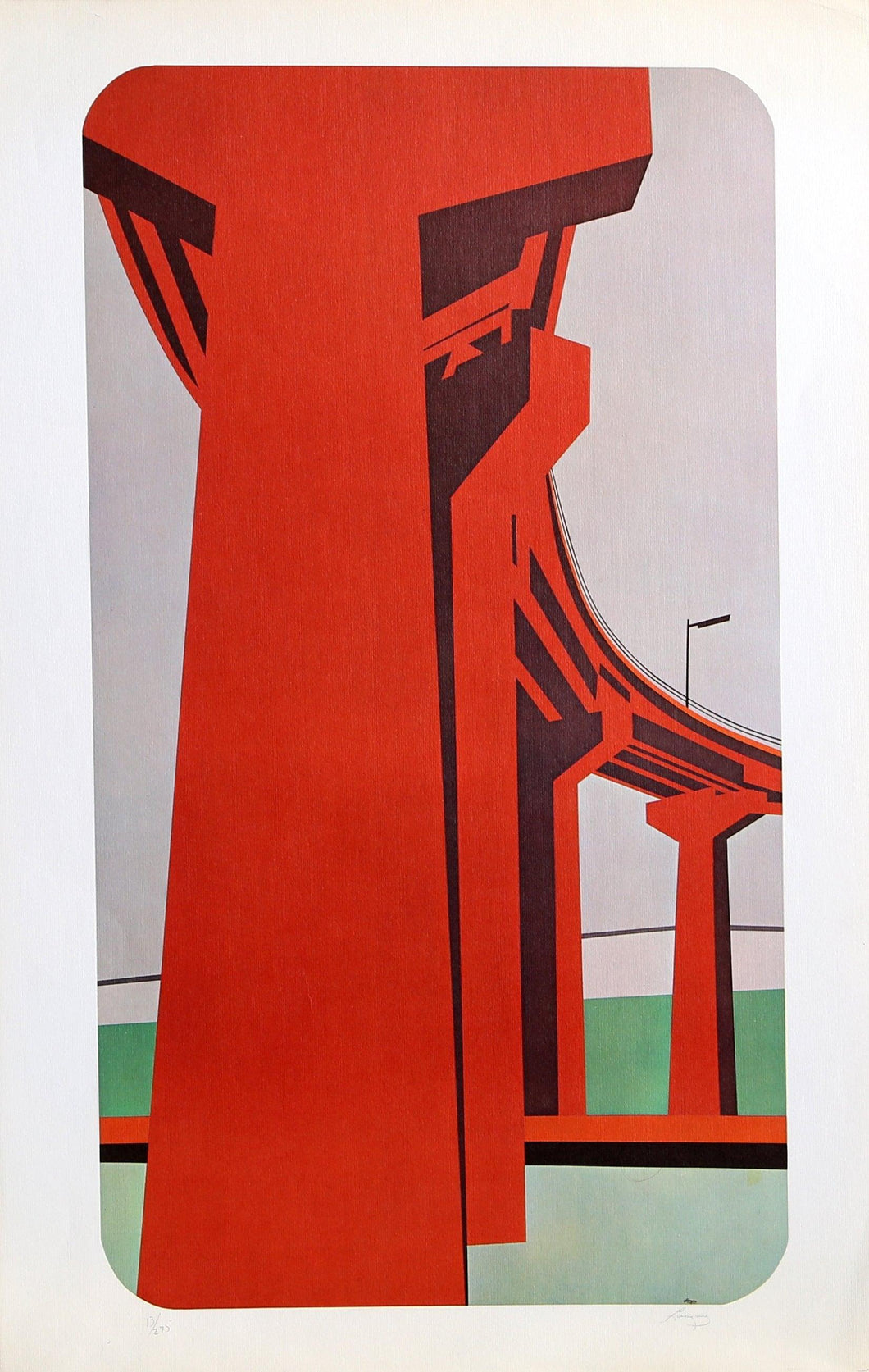 Red Bridge Screenprint | Unknown Artist,{{product.type}}