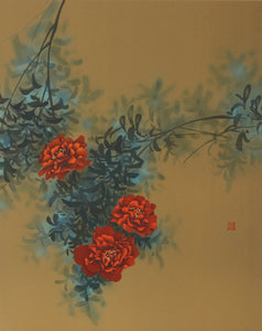Red Flowers (3) Lithograph | David Lee,{{product.type}}
