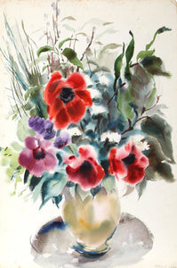 Red Flowers (P5.38) Watercolor | Eve Nethercott,{{product.type}}