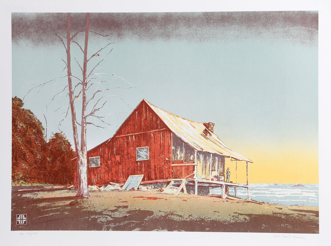 Red House on Water Lithograph | John Sherrill Houser,{{product.type}}