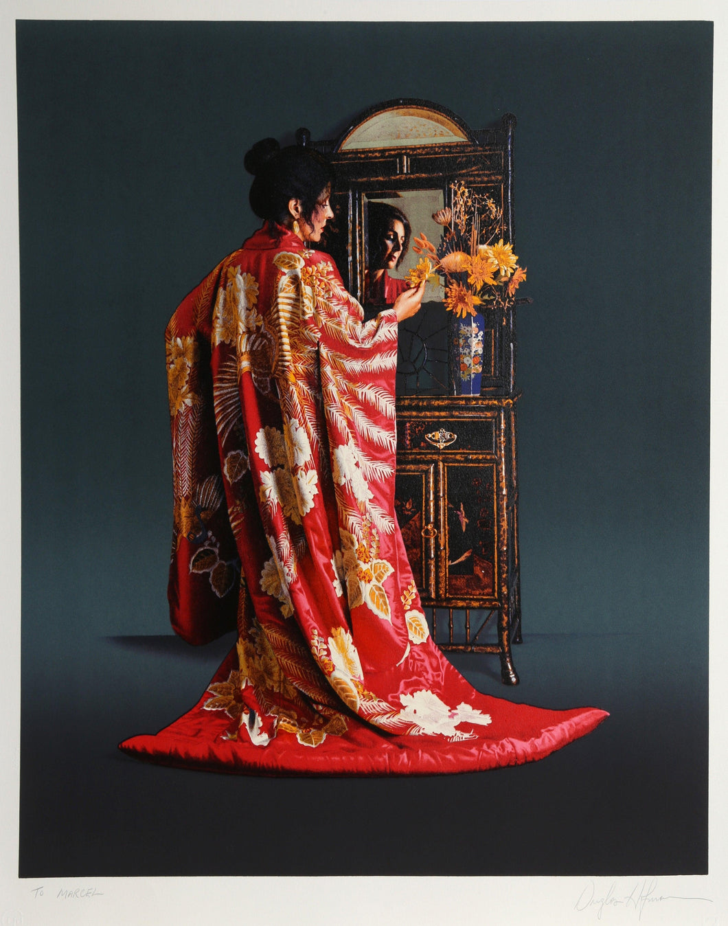 Red Kimono Lithograph | Douglas Hofmann,{{product.type}}