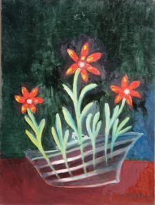 Red Lilies And Vase Shaped as a Ship Oil | Joseph G. Perri,{{product.type}}